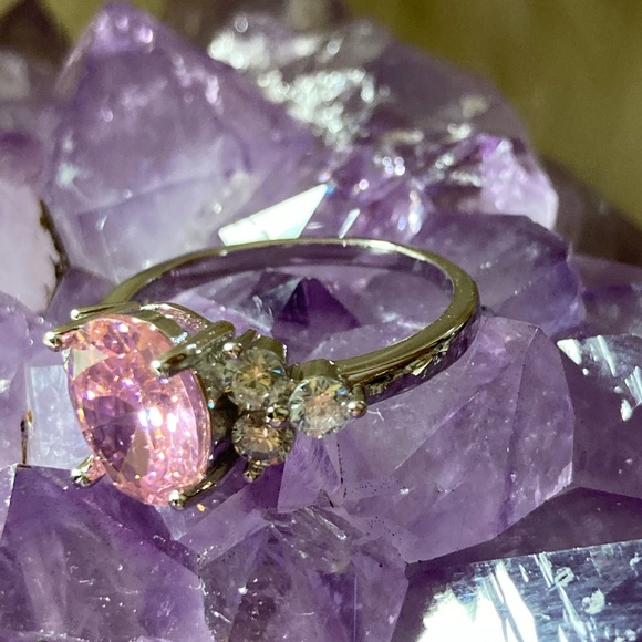 925 STERLING SILVER PINK CUBIC ZIRCON RING - Picture 5 of 5